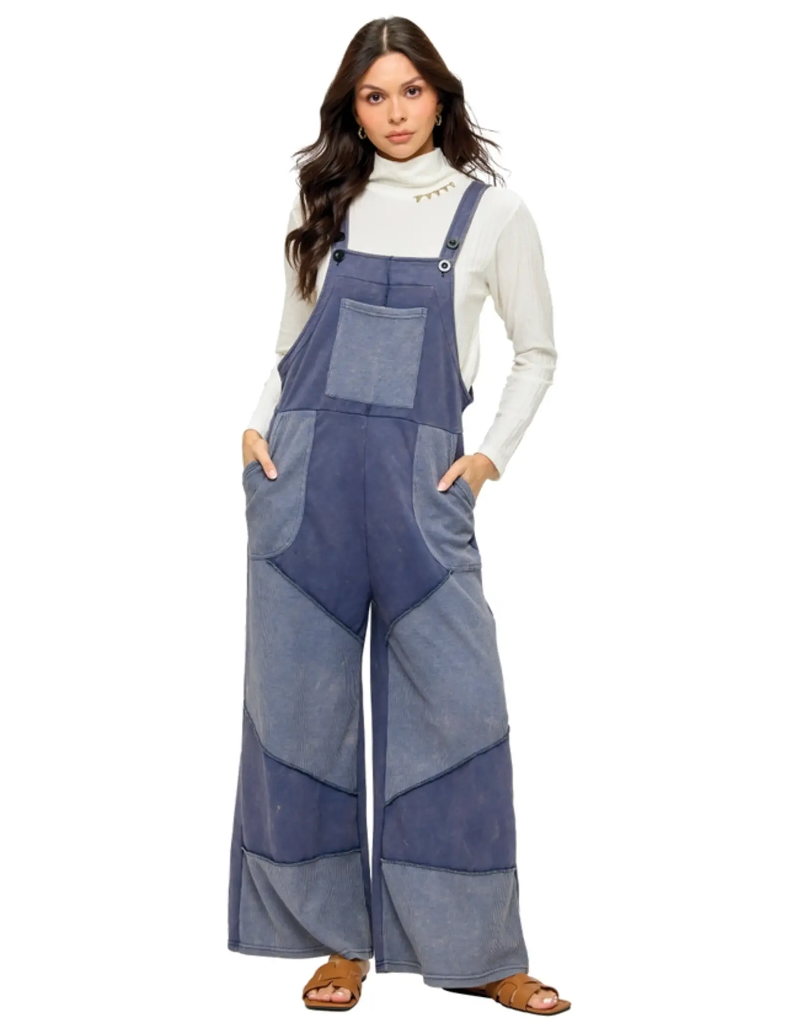 Yak & Yeti Waffle Knit Patchwork Overall