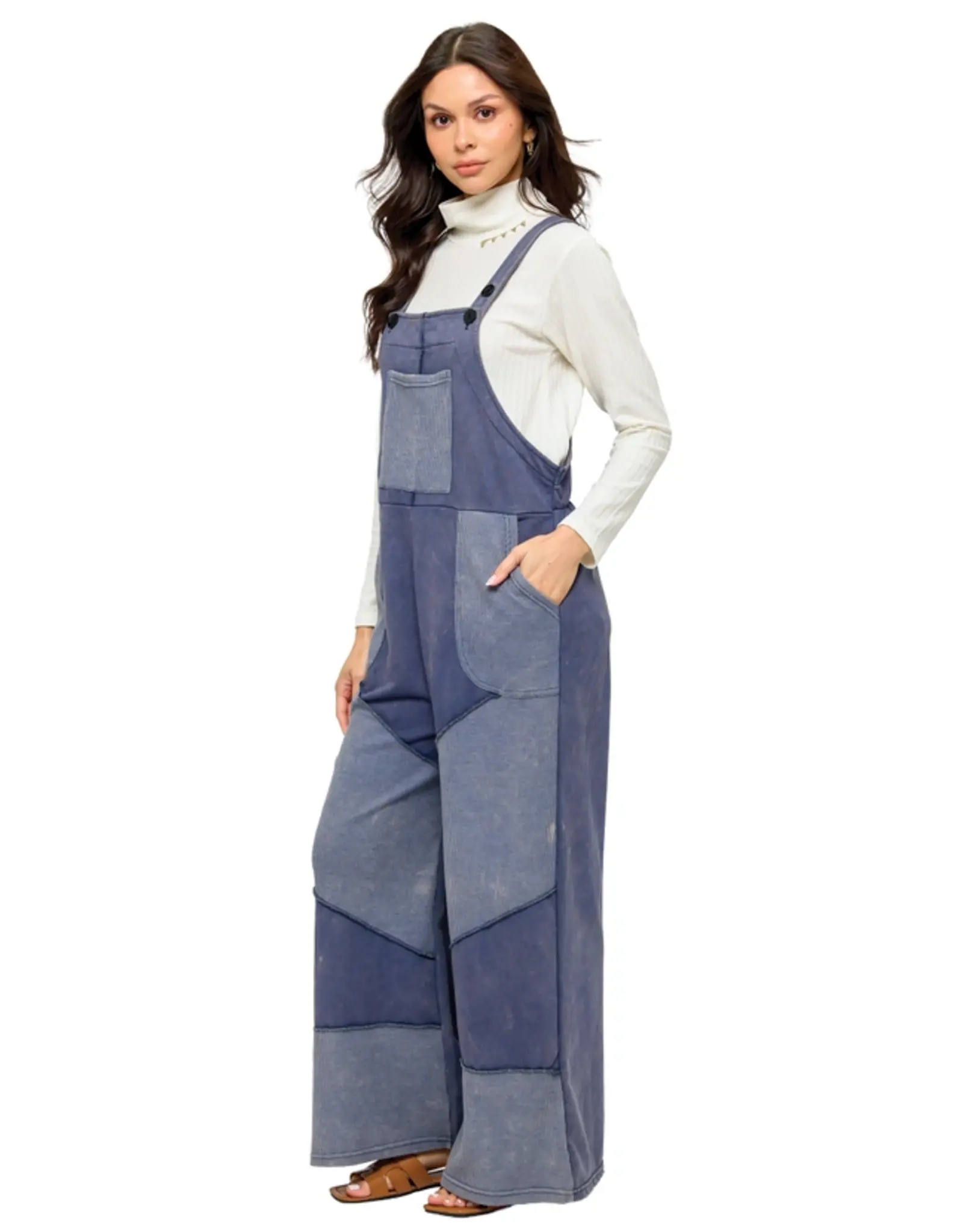 Yak & Yeti Waffle Knit Patchwork Overall