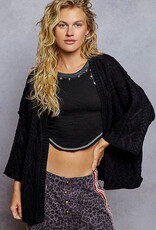 POL Clothing Rolled Edge 3/4 Sleeve Cardigan