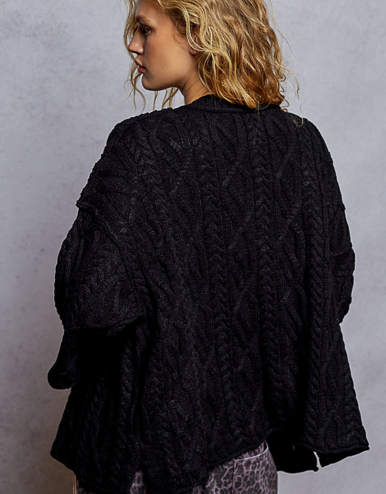 POL Clothing Rolled Edge 3/4 Sleeve Cardigan