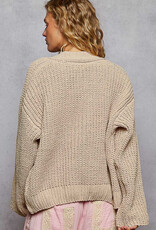 POL Clothing Floral Button Chenille Cardigan