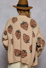 POL Clothing Chenille Strawberry Cardigan