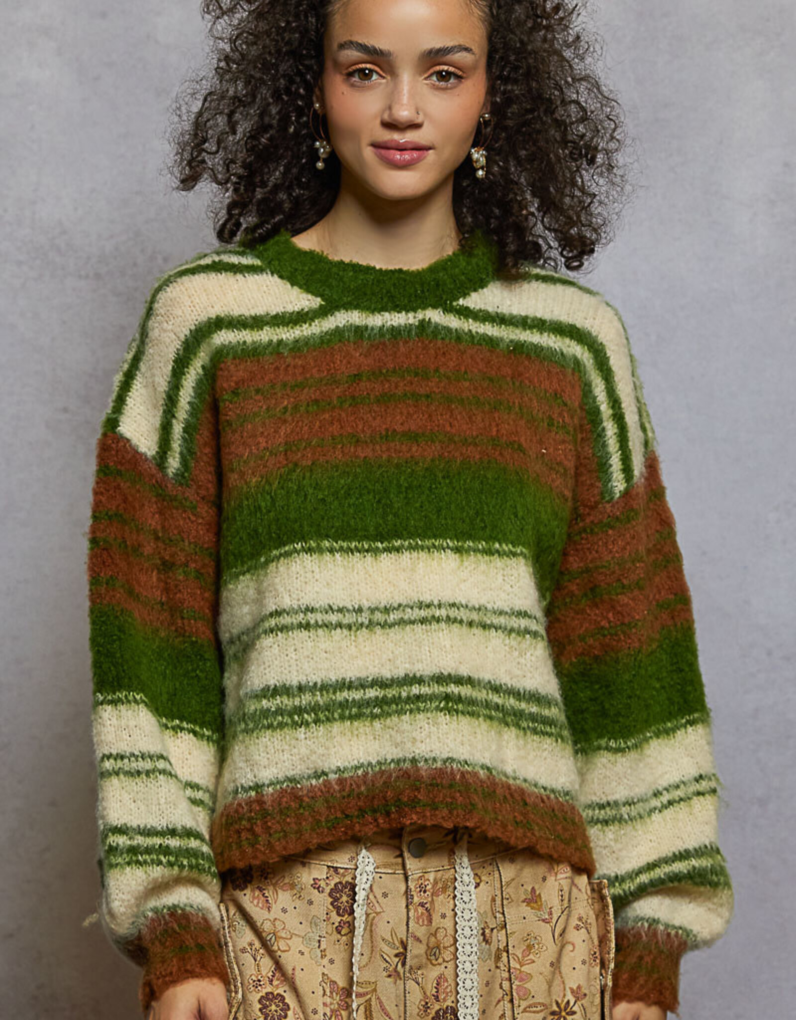 POL Clothing Retro Striped Sweater