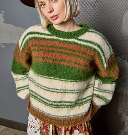 POL Clothing Retro Striped Sweater