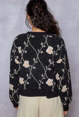 POL Clothing Cropped Floral Cardigan