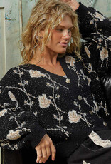 POL Clothing Cropped Floral Cardigan