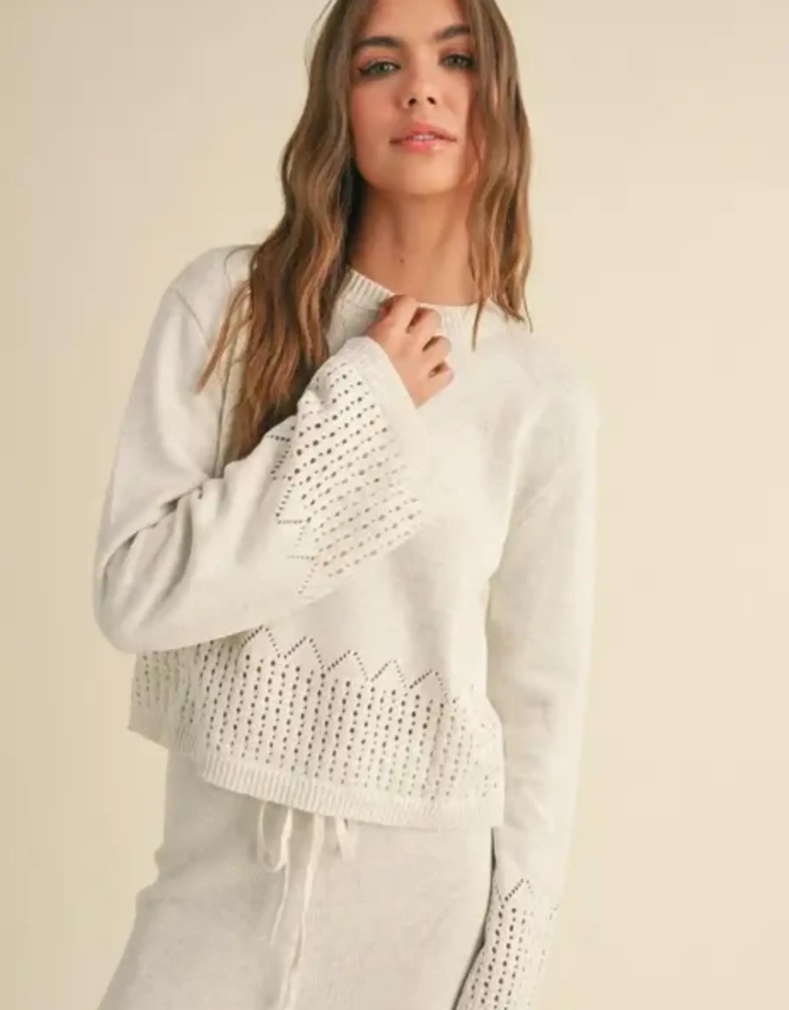 Miou Muse Border Crochet Knitted Sweater