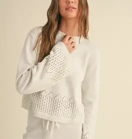 Miou Muse Border Crochet Knitted Sweater