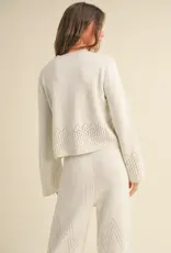 Miou Muse Border Crochet Knitted Sweater