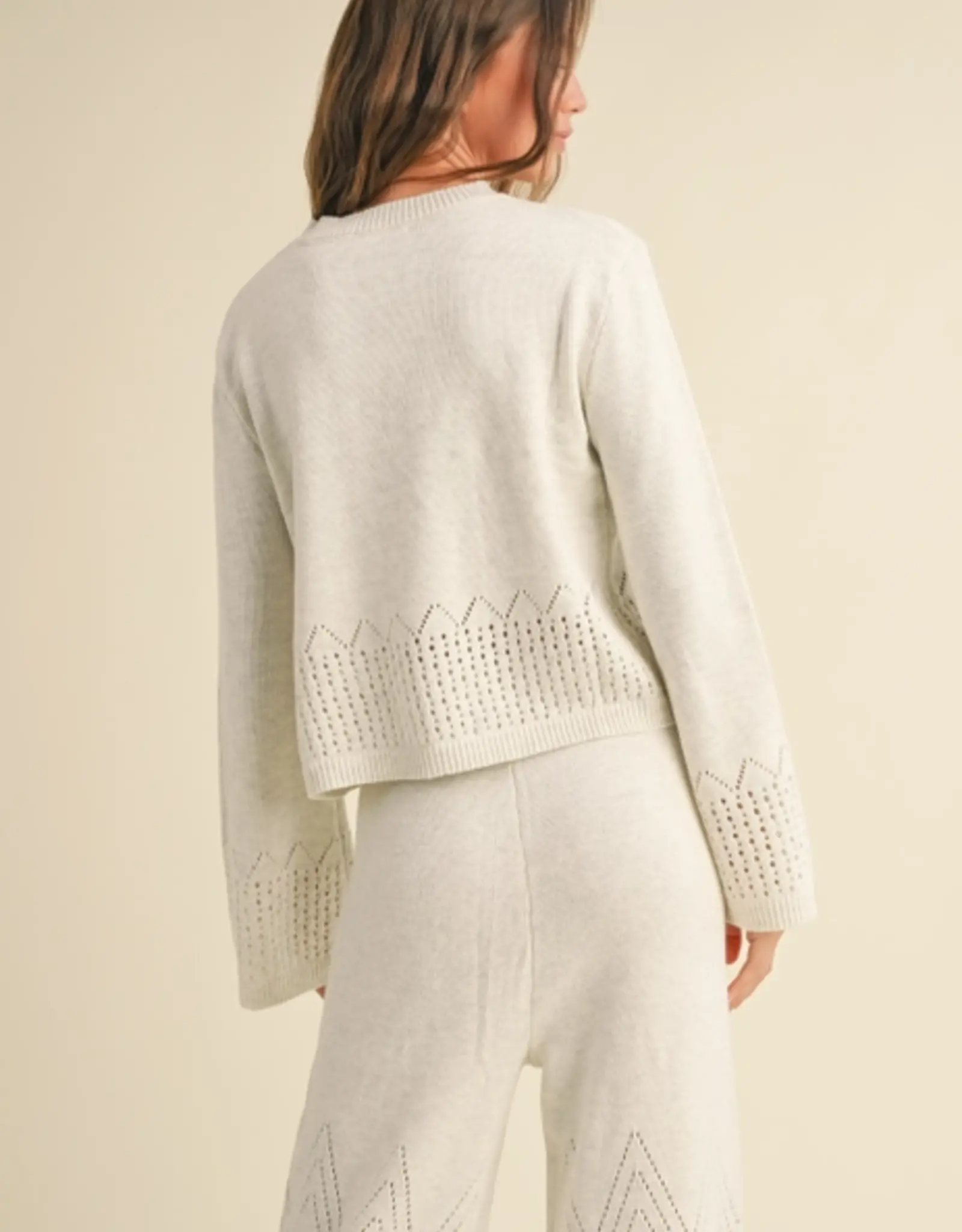 Miou Muse Border Crochet Knitted Sweater