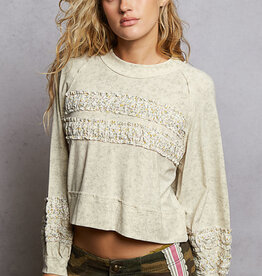 POL Clothing Floral Contrast Jersey Top