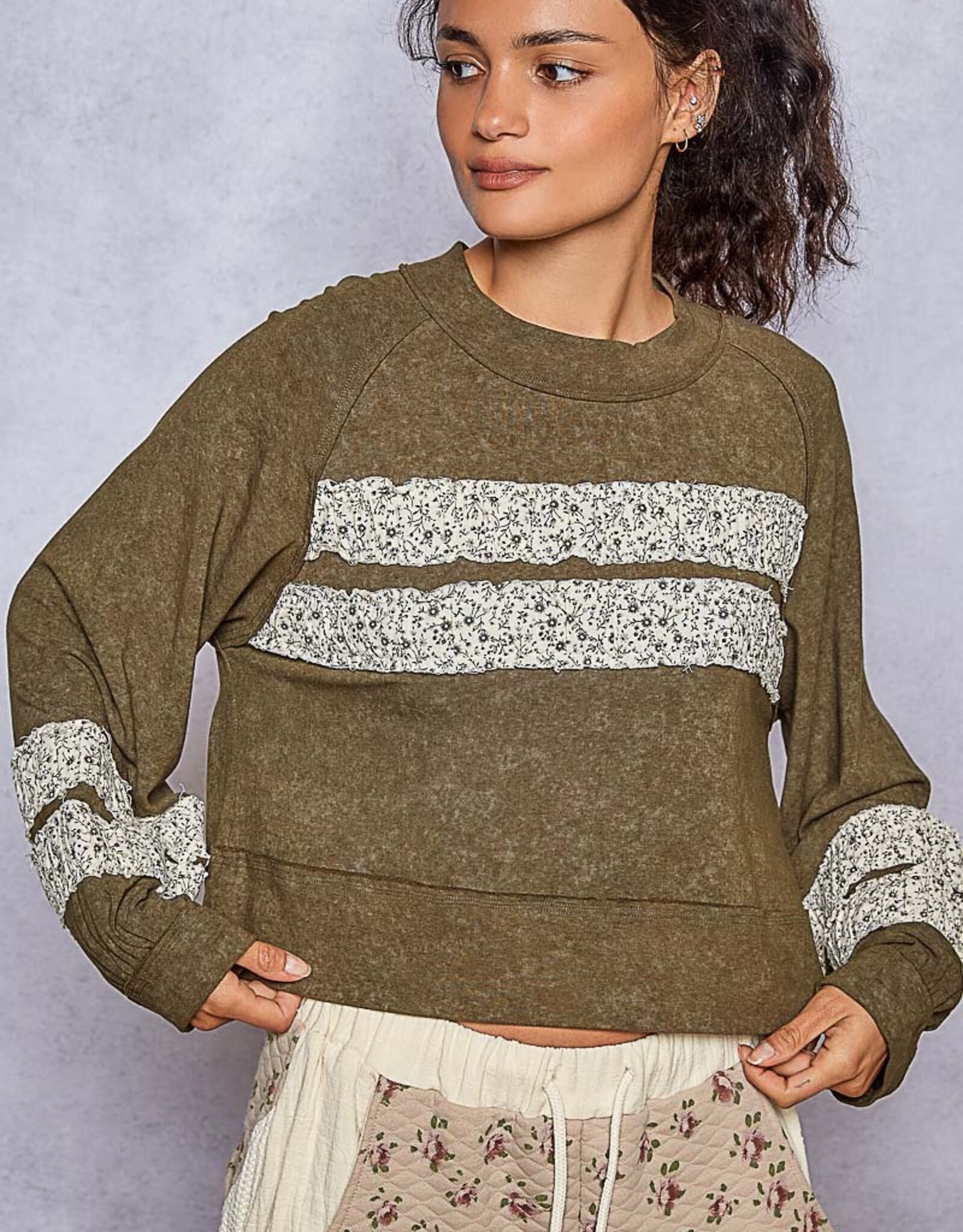 POL Clothing Floral Contrast Jersey Top