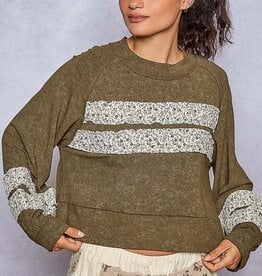 POL Clothing Floral Contrast Jersey Top