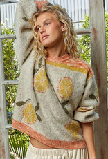 POL Clothing Abstract Citrus Sweater
