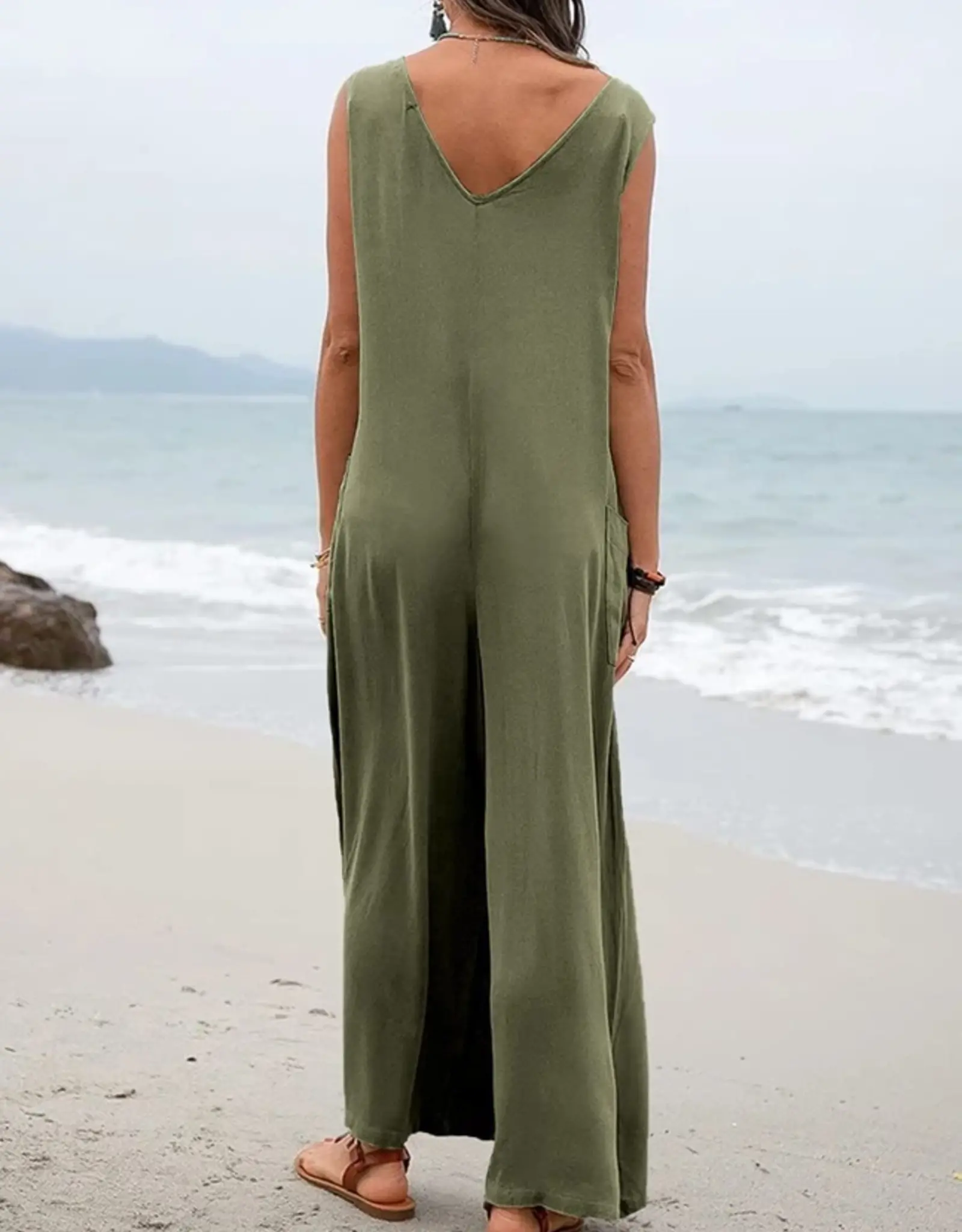 Olive Green Cotton Jumpsuit