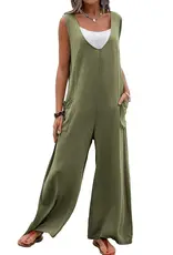 Olive Green Cotton Jumpsuit