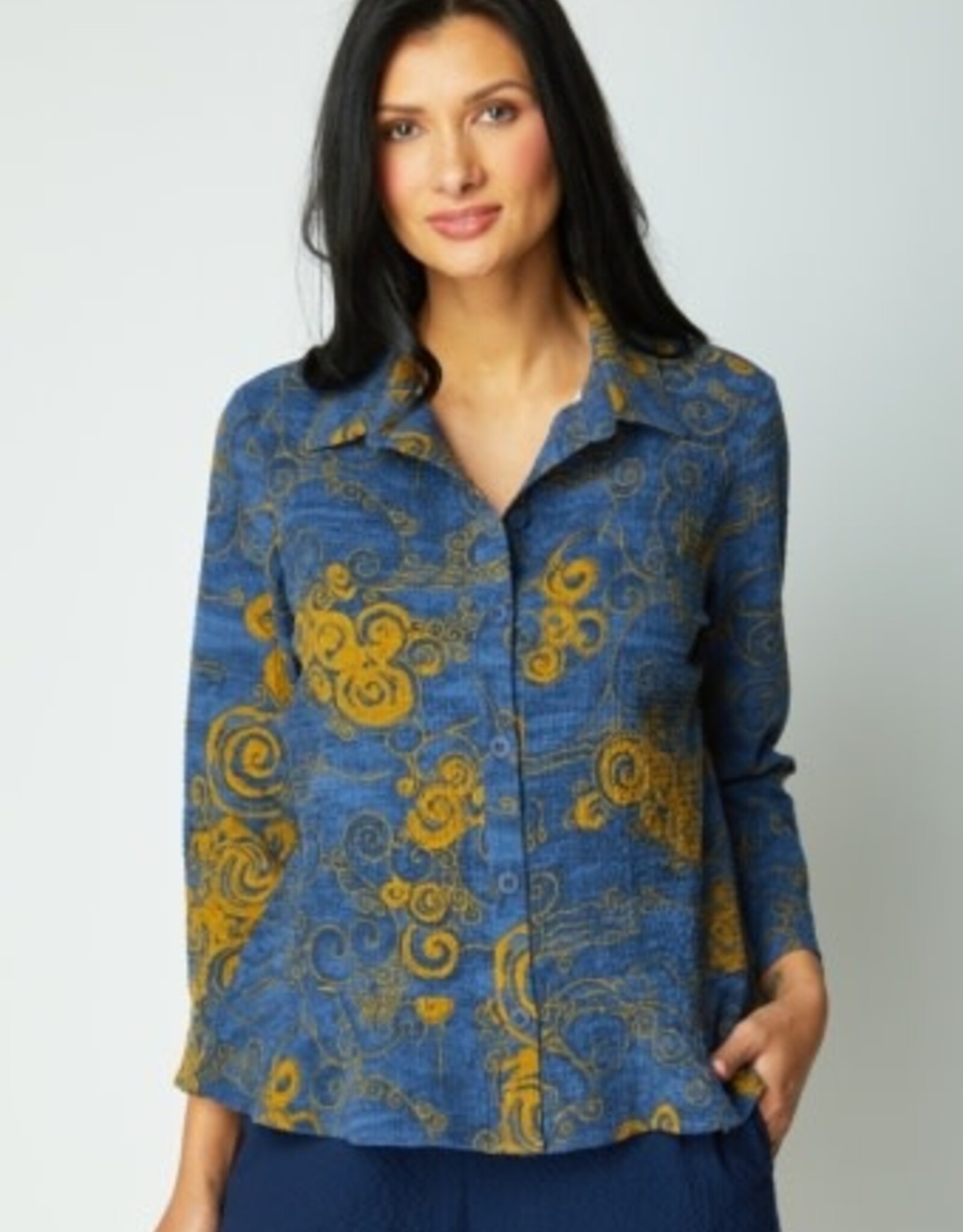 Habitat Woodblock Print  Flounce Top