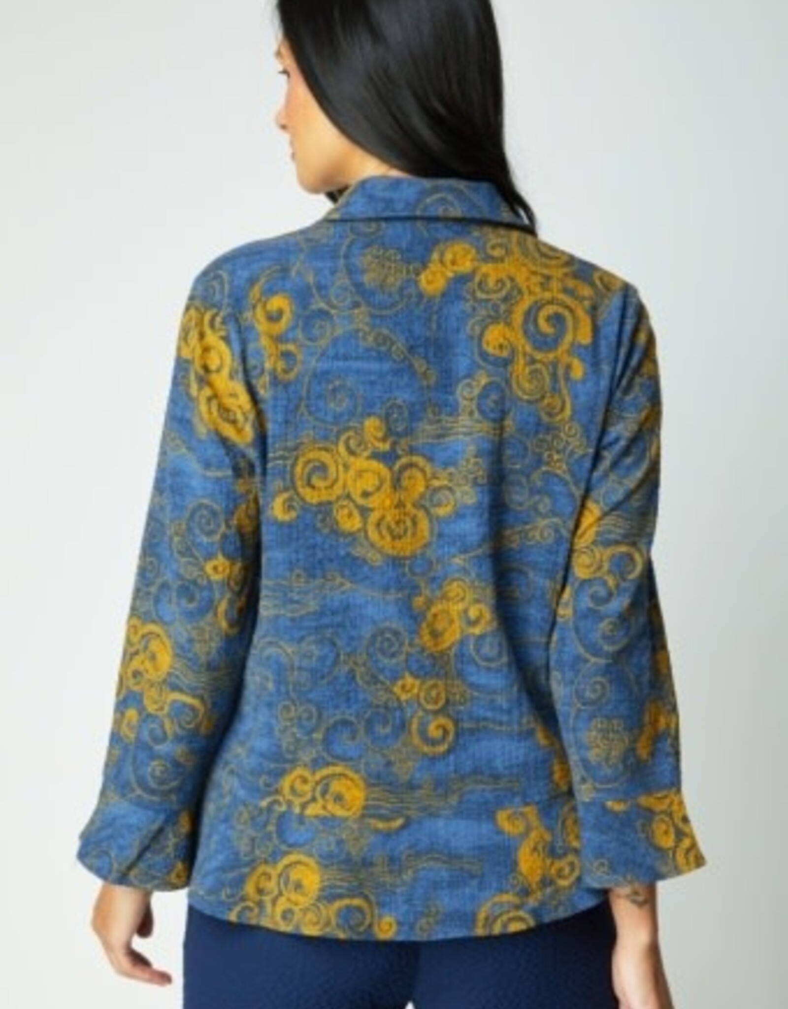 Habitat Woodblock Print  Flounce Top