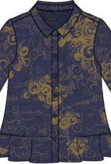 Habitat Woodblock Print  Flounce Top