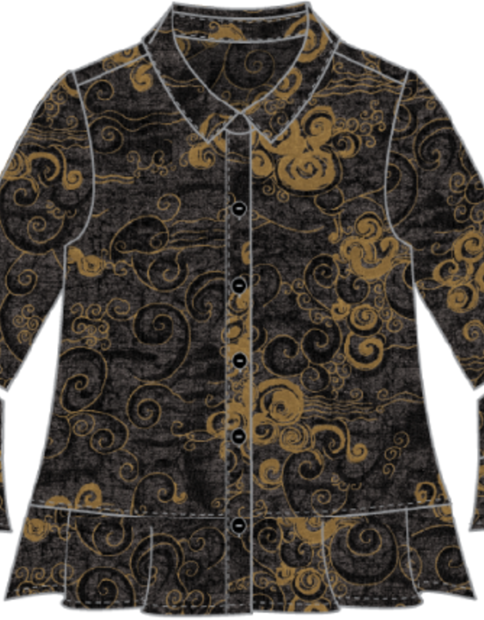 Habitat Woodblock Print  Flounce Top