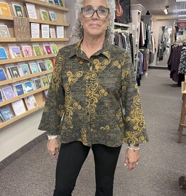 Woodblock Print  Flounce Top