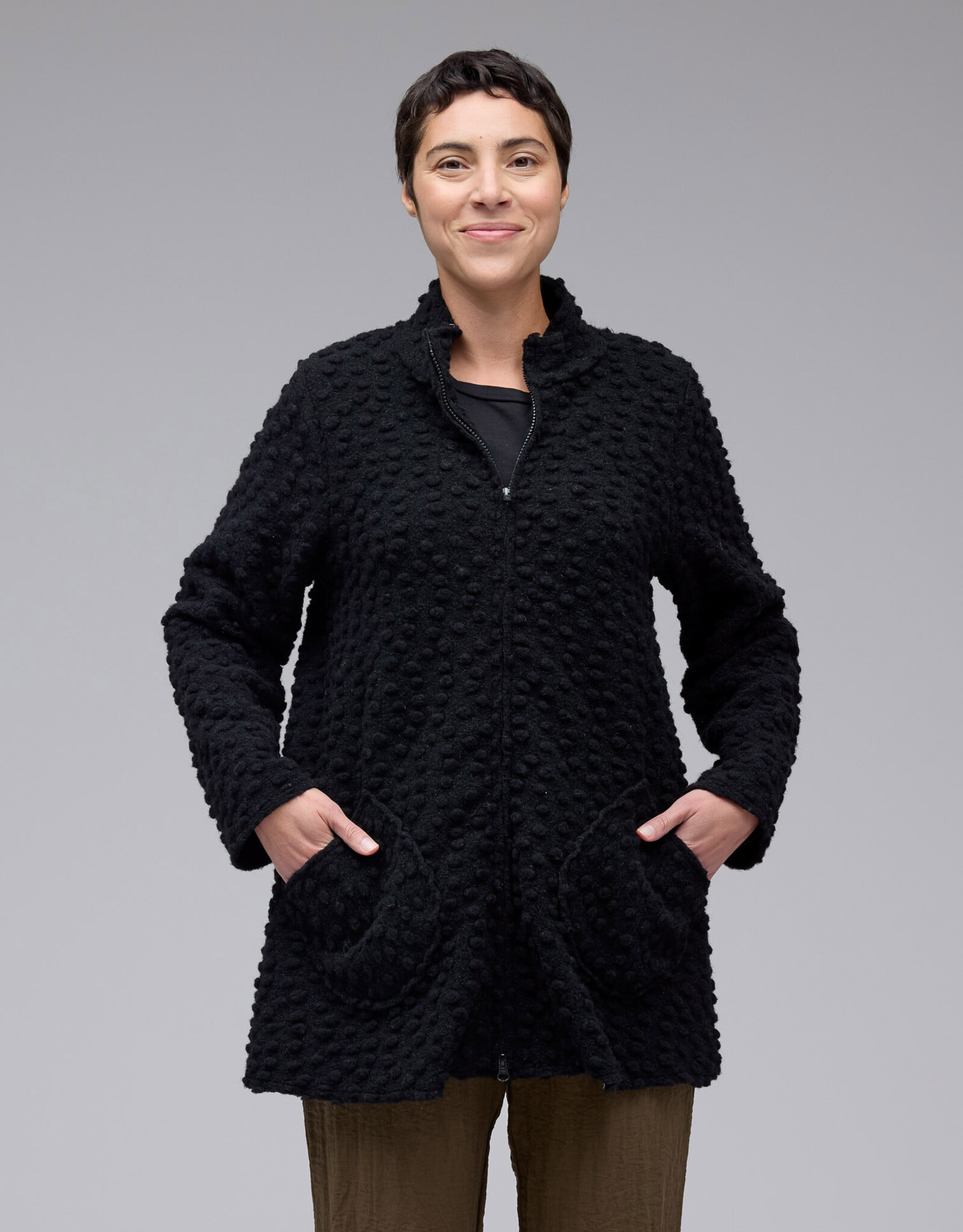 Cut Loose Boiled Wool Dot Swing Jacket