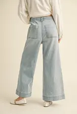 Miou Muse Washed Denim Tie Front Pants