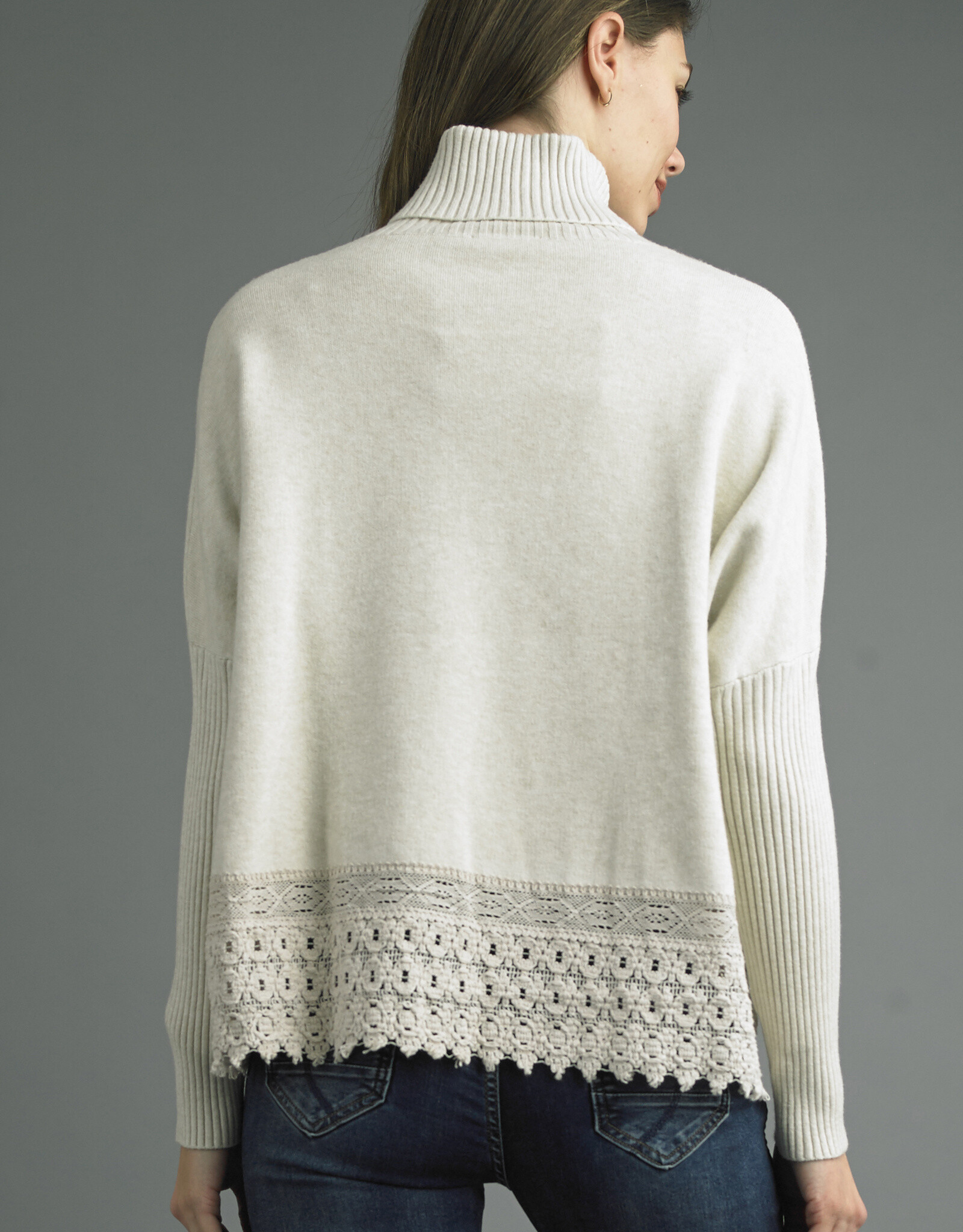 Tempo Paris Lace Edge Turtleneck