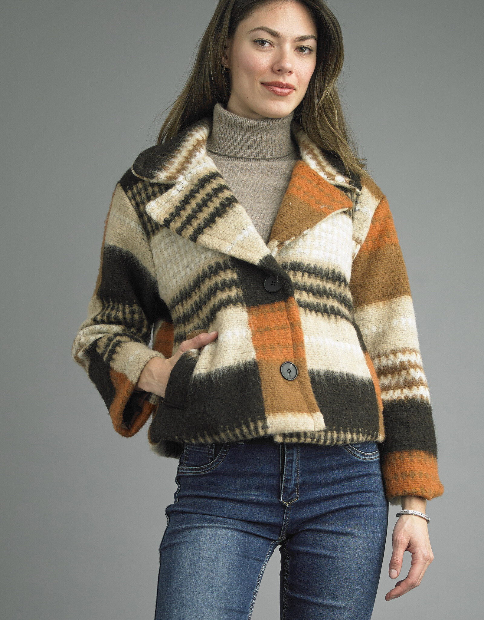 Tempo Paris Autumn Plaid Short Jacket