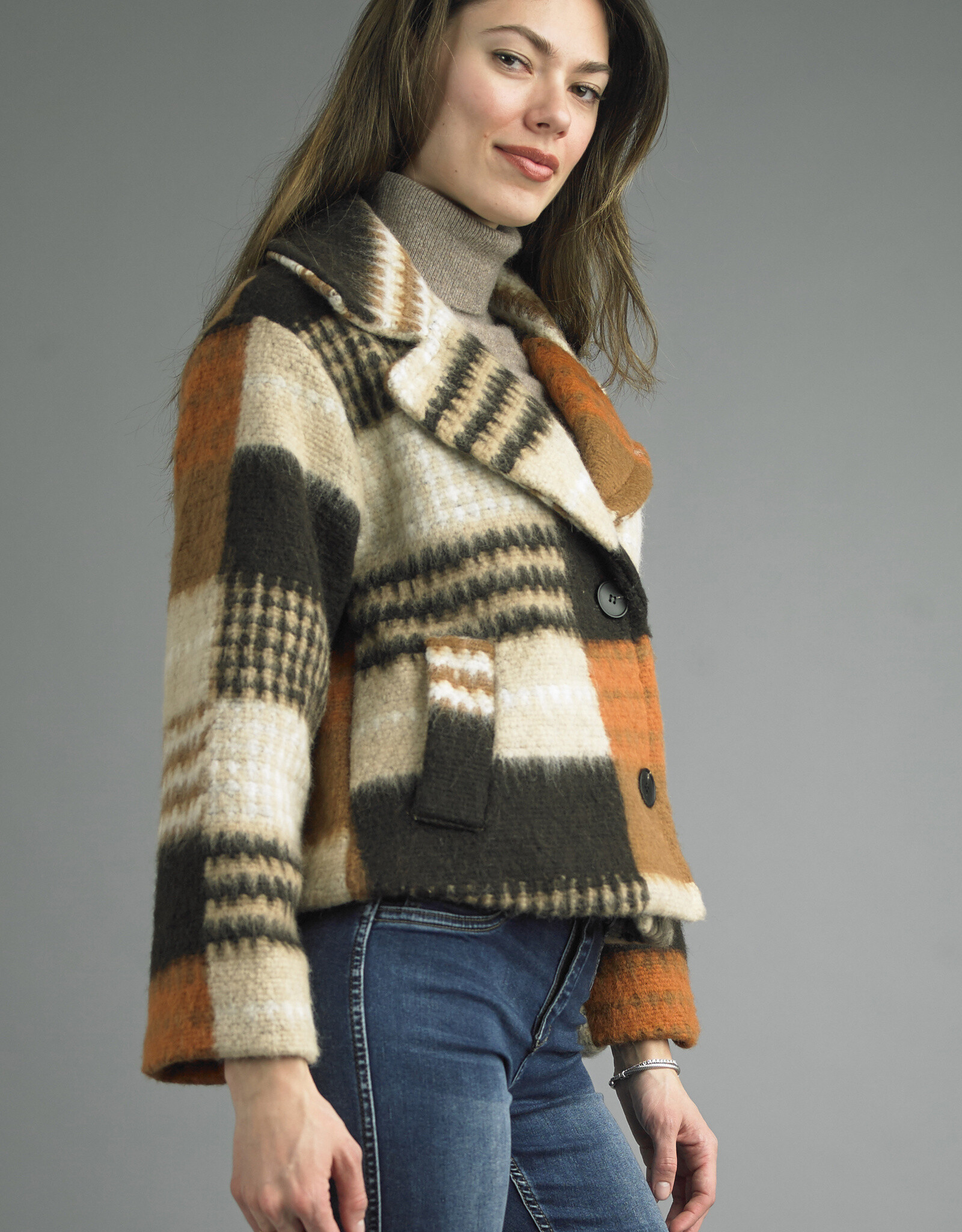 Tempo Paris Autumn Plaid Short Jacket