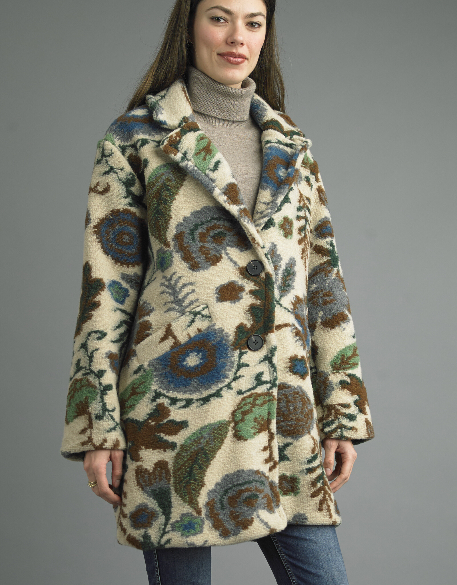 Tempo Paris Floral Boucle Coat
