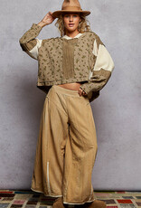 POL Clothing Textured  Patchwork Top