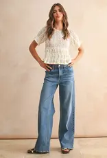 Miou Muse Short Sleeve Lace Blouse