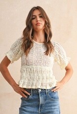 Miou Muse Short Sleeve Lace Blouse