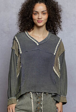 POL Clothing Gauze  Balloon Sleeve Top POL Clothing Gauze  Balloon Sleeve Top