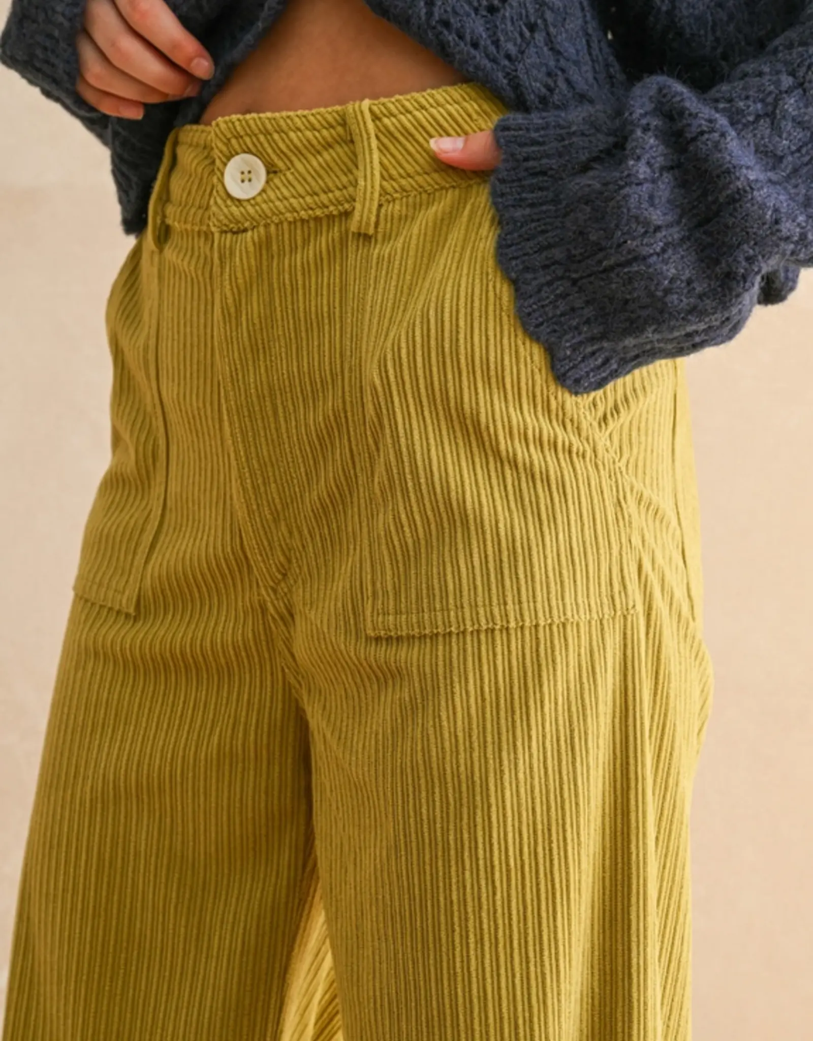 Miou Muse Lemongrass Corduroy Wide Leg Pant