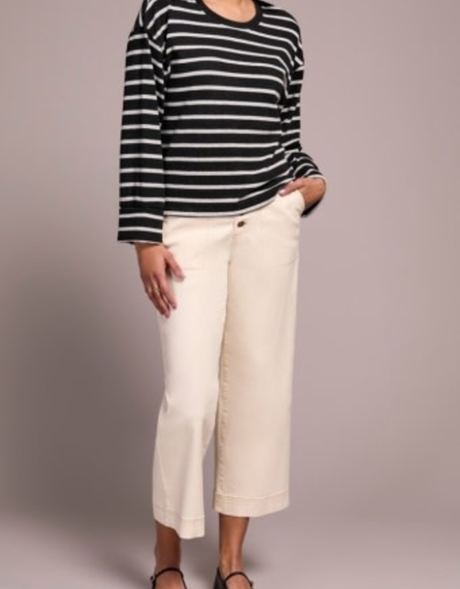 TRIBAL Long Sleeve Striped Crew