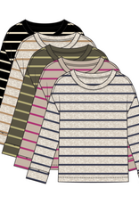 TRIBAL Long Sleeve Striped Crew