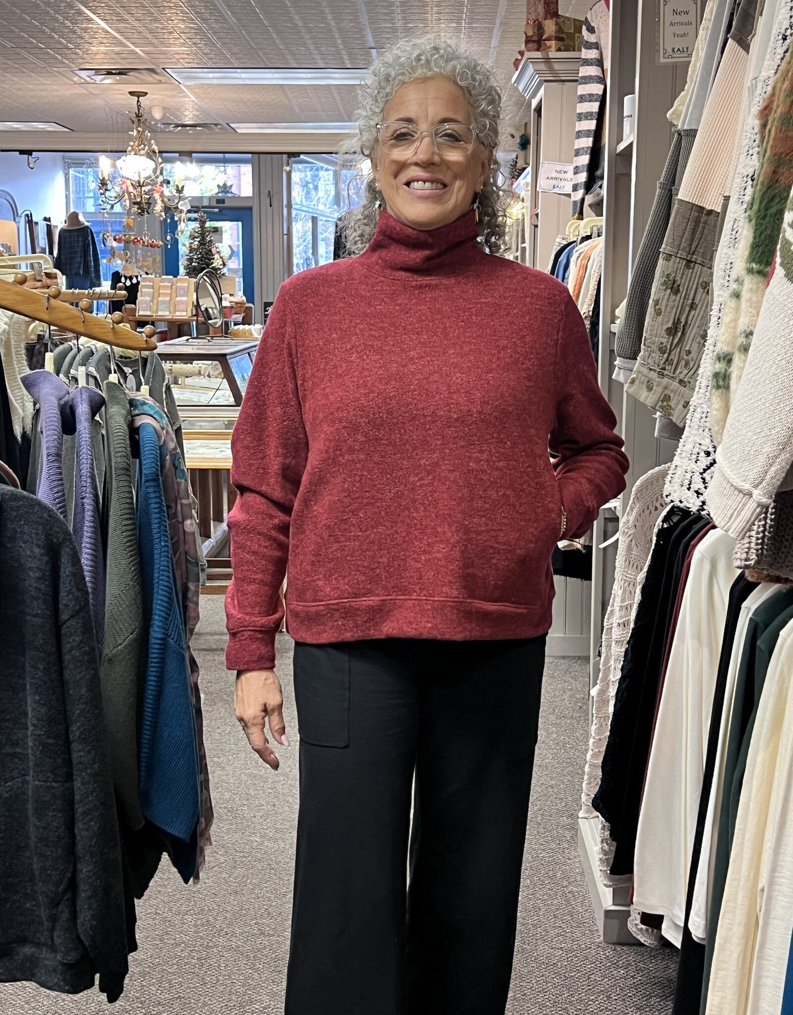 Nally & Millie Brushed Knit Mock Turtleneck