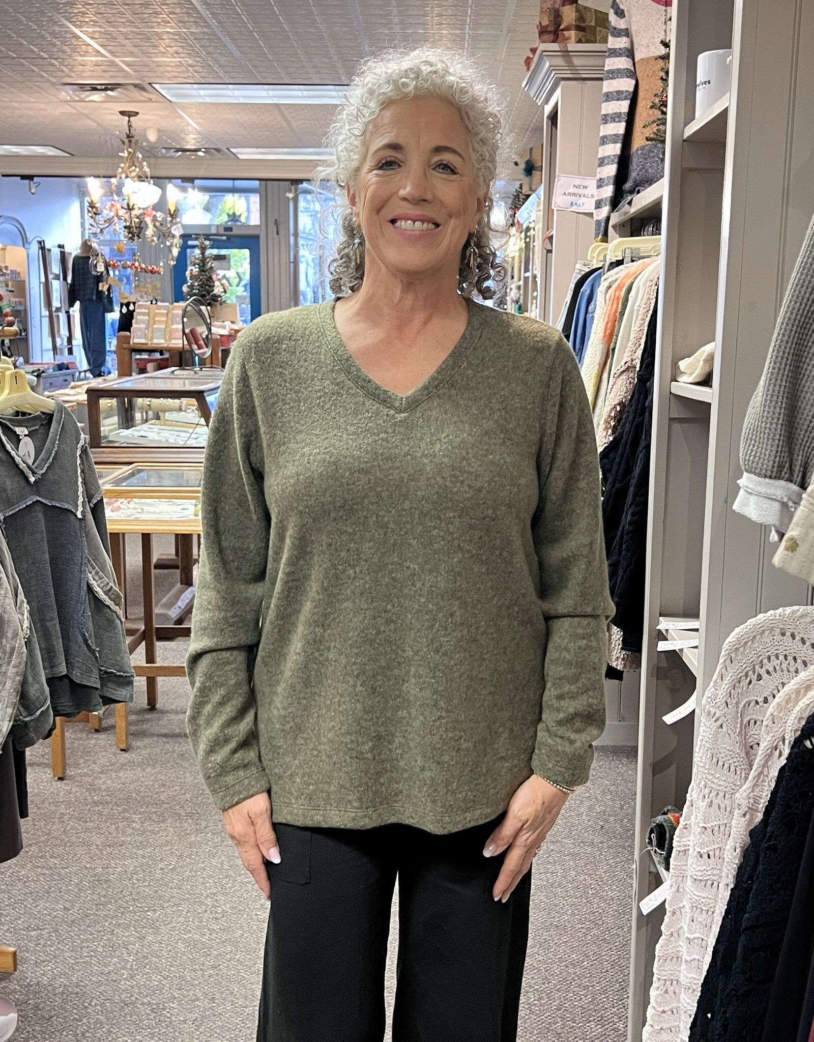 Nally & Millie Buttery Soft  V-neck Top