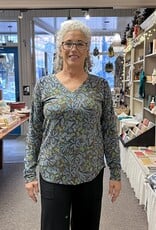 Nally & Millie Cozy Autumn Foliage V-Neck Top