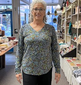 Nally & Millie Cozy Autumn Foliage V-Neck Top