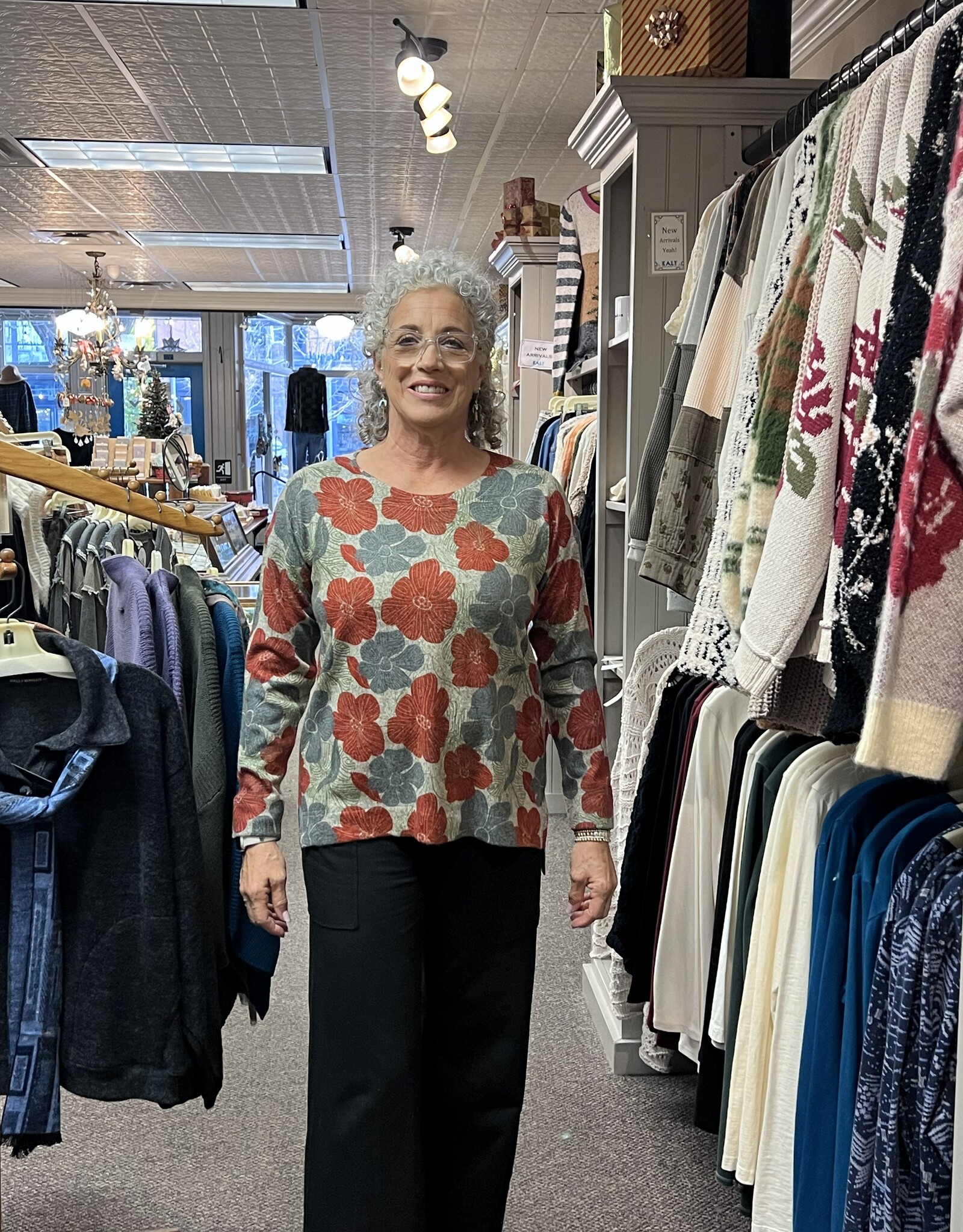 Nally & Millie Bold Floral Brushed Top