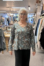 Nally & Millie Mosaic V-Neck Knit Top