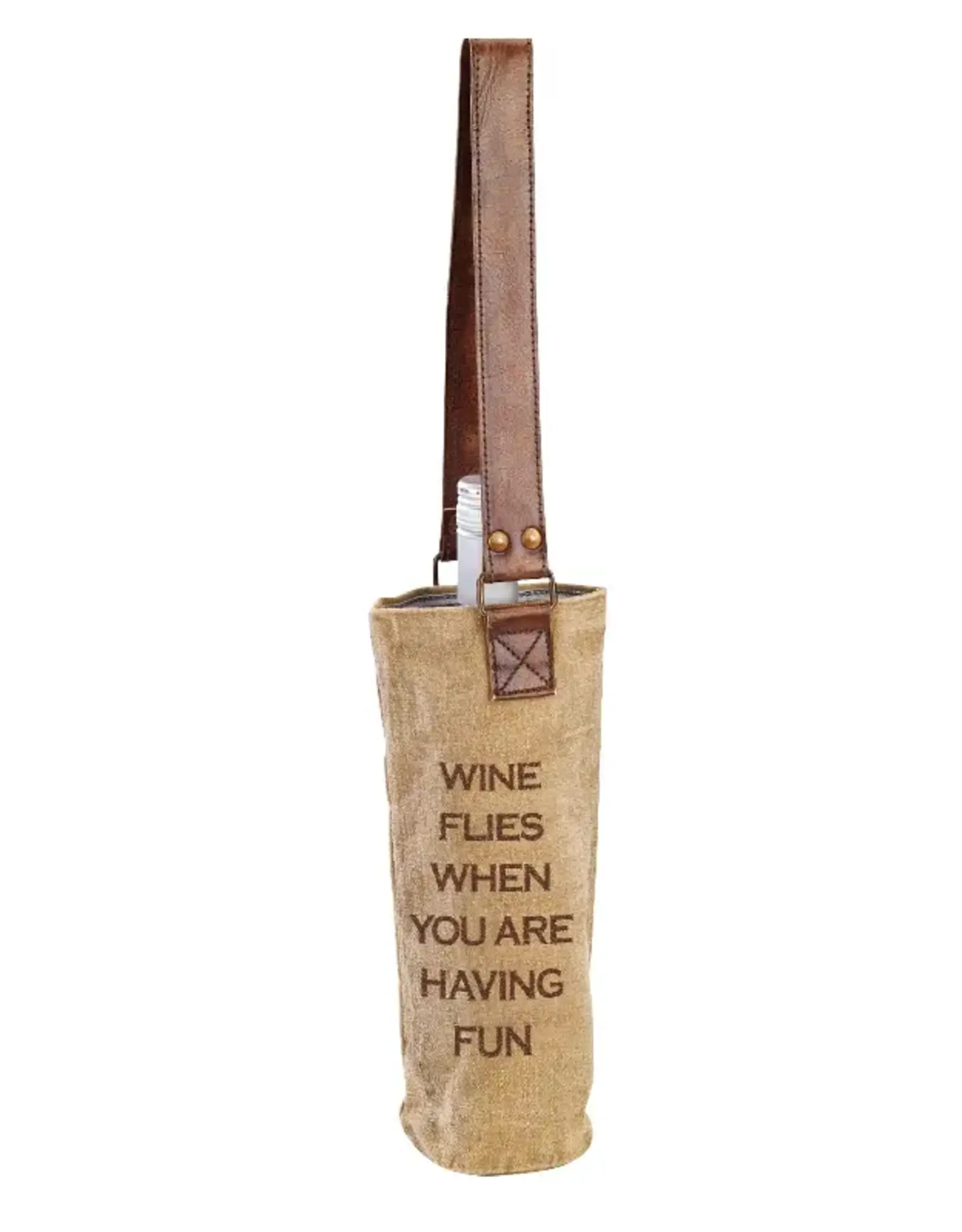 Clea Ray Canvas Bags Wine Flies When Your Are Having Fun Wine Bag