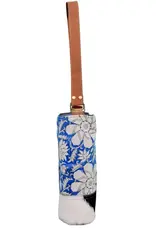 Clea Ray Canvas Bags Blue Wine Bag with Flowers & Fur