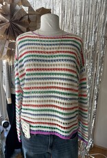 Wishlist Colorful Striped Crochet Sweater