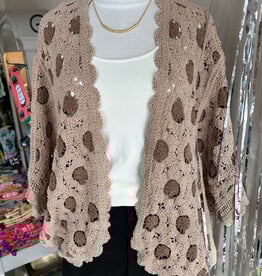 POL Clothing Floral Contrast Crochet Sweater