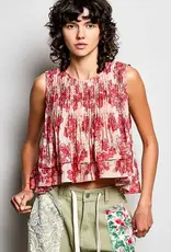 POL Clothing Pintuck Floral Top