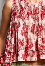 POL Clothing Pintuck Floral Top